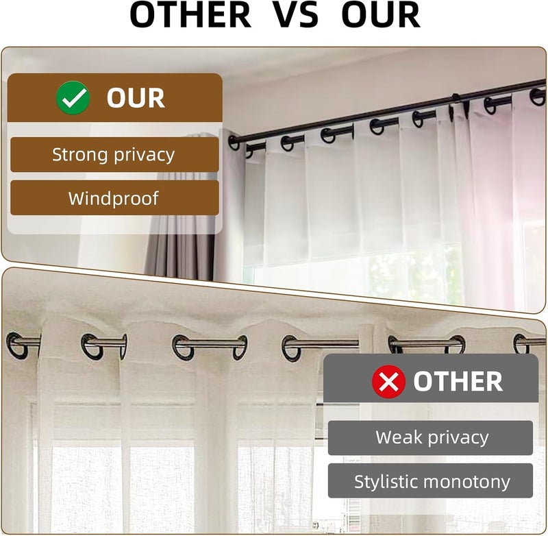 TwinkleTool Industrial Double Curtain Rods for Windows 31 to 52 Inch, Adjustable Telescoping 1 Inch Black Double Curtain Rod Set Heavy Duty Blackout Wrap Around Curtain Rods for Living room, Sliding Glass Door - Image 3